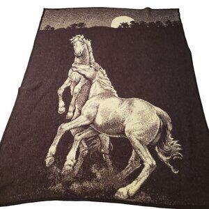 Vintage Reversible Horses Blanket Equestrian Rodeo Western Made in USA TAC 58x80
